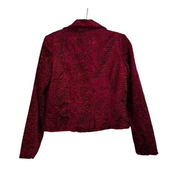 Vtg Y2K Burgundy Crushed Velvet Cropped Blazer Pantology Sz 10 Witchy Whimsigoth - Picture 2 of 7